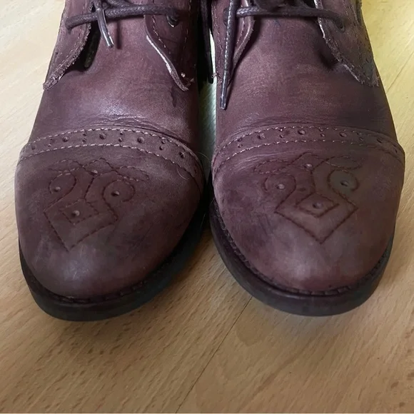 TED BAKER LONDON Combat Lace up Boots / Distressed Brown Leather / Size 7 - Picture 8 of 12